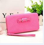 Purse bow women's wallet female famous brand card holders cellphone pocket PU leather women money bag clutch women wallet 505