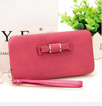Purse bow women's wallet female famous brand card holders cellphone pocket PU leather women money bag clutch women wallet 505