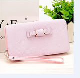 Purse bow women's wallet female famous brand card holders cellphone pocket PU leather women money bag clutch women wallet 505