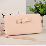 Purse bow women's wallet female famous brand card holders cellphone pocket PU leather women money bag clutch women wallet 505