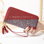 Luxury Women Long Wallet Patchwork Sequined Clutch Glitter Pu Leather Ladies Phone Bag Card Holder Coin Purse Female Wallets