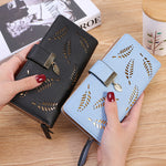 Women's Long Leaf Wallet and Purse Cute Buckle Coin Purse Multifunctional Wallet Designer Wallets Famous Brand Louis Wallet