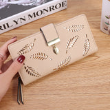 Women's Long Leaf Wallet and Purse Cute Buckle Coin Purse Multifunctional Wallet Designer Wallets Famous Brand Louis Wallet