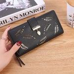 Women's Long Leaf Wallet and Purse Cute Buckle Coin Purse Multifunctional Wallet Designer Wallets Famous Brand Louis Wallet