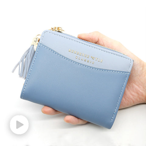 2020 Tassel Leather Small Wallet Women Luxury Famous Brand Mini Women Wallets Purses Female Short Coin Purse Credit Card Holder