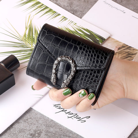 Vintga Crocodile Pattern Magnet Buckle Wallets Purses Ladies Money Coin Pocket Card Holder Female Wallets Clutch Bag