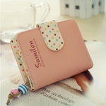Candy Colors Women Short Wallets Polka Dots Leather Zipper Small Wallet Purse Cards Holder For Girls Women Laddies carteira
