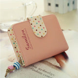 Candy Colors Women Short Wallets Polka Dots Leather Zipper Small Wallet Purse Cards Holder For Girls Women Laddies carteira