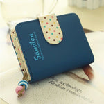 Candy Colors Women Short Wallets Polka Dots Leather Zipper Small Wallet Purse Cards Holder For Girls Women Laddies carteira