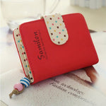 Candy Colors Women Short Wallets Polka Dots Leather Zipper Small Wallet Purse Cards Holder For Girls Women Laddies carteira
