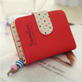 Candy Colors Women Short Wallets Polka Dots Leather Zipper Small Wallet Purse Cards Holder For Girls Women Laddies carteira