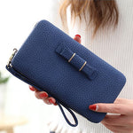 Purse bow women's wallet female famous brand card holders cellphone pocket PU leather women money bag clutch women wallet 505