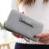 Purse bow women's wallet female famous brand card holders cellphone pocket PU leather women money bag clutch women wallet 505