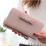 Purse bow women's wallet female famous brand card holders cellphone pocket PU leather women money bag clutch women wallet 505
