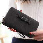 Purse bow women's wallet female famous brand card holders cellphone pocket PU leather women money bag clutch women wallet 505
