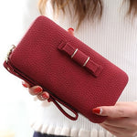 Purse bow women's wallet female famous brand card holders cellphone pocket PU leather women money bag clutch women wallet 505