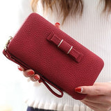 Purse bow women's wallet female famous brand card holders cellphone pocket PU leather women money bag clutch women wallet 505