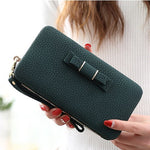Purse bow women's wallet female famous brand card holders cellphone pocket PU leather women money bag clutch women wallet 505