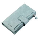 6 Color 2019 New Fashion Women Wallets Hasp Nubuck Leather Zipper Wallet Women's Long Design Purse Two Fold More Color Clutch